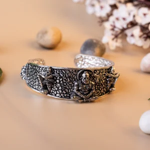Hanuman Ji Kada for Men - Silver Plated Adjustable Bracelet | Bajrangbali Kada for Strength, Protection & Devotion | Stylish & Durable Religious Bangle for Daily Wedding & Festive Occasions
